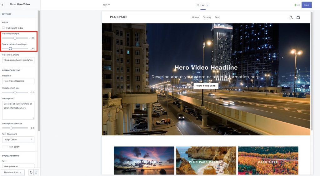 pluspage shopify app for hero back ground video